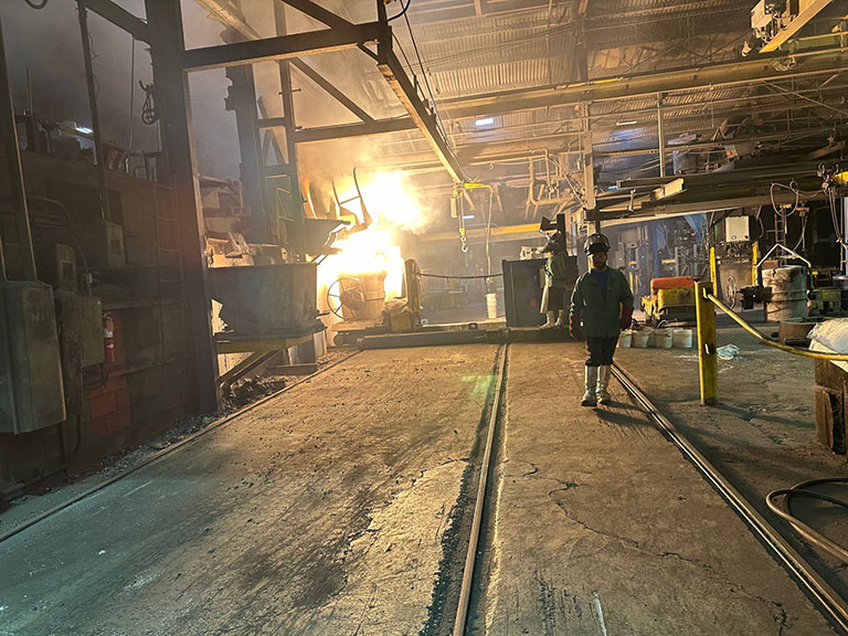 Foundry workers on shop floor at Willman Industries